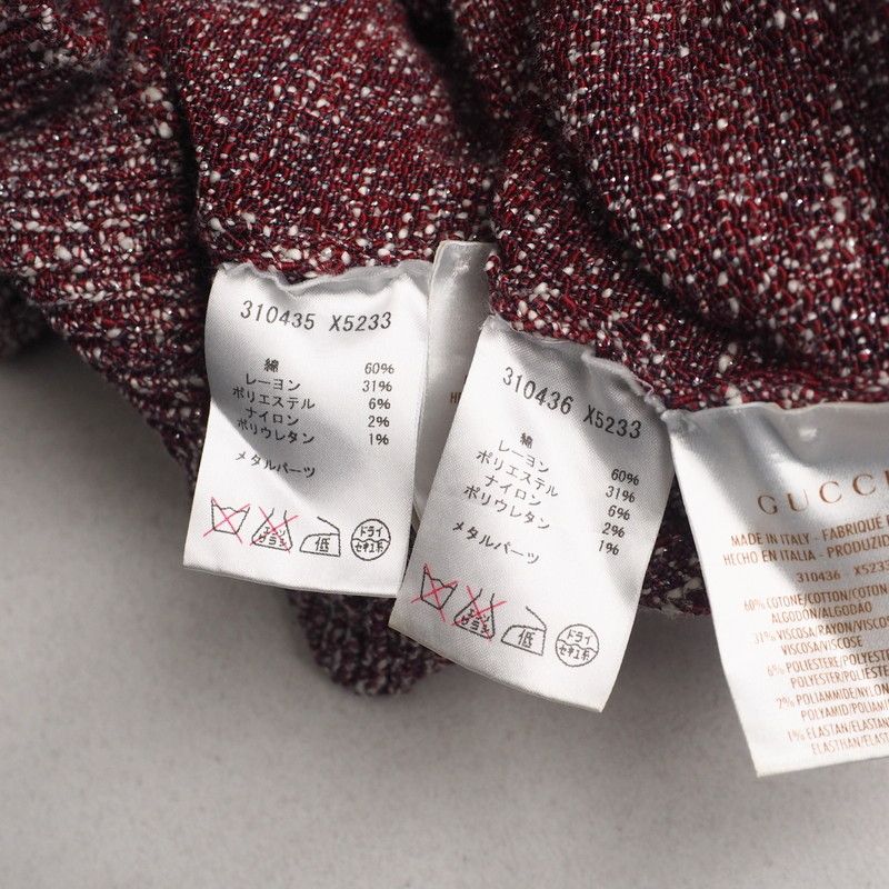 Gucci Ensemble Size S Knit Cardigan Knit Dress GG Logo Lame Red [recommended]