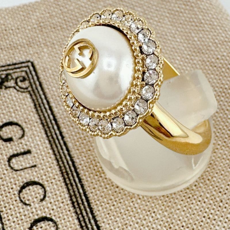 Gucci GG S Size Chain Effect Ring Flower Ring Gucci Gold