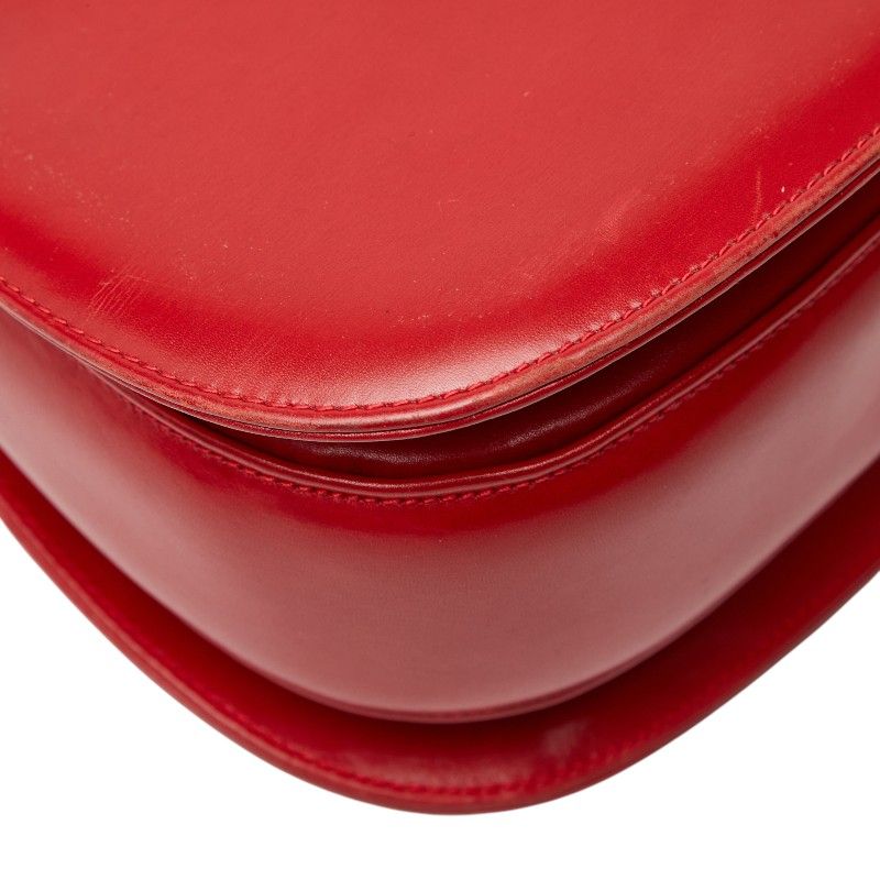 Gucci Old Gucci Bamboo Handbag Shoulder Bag 2WAY 001 01 0633 Red Leather