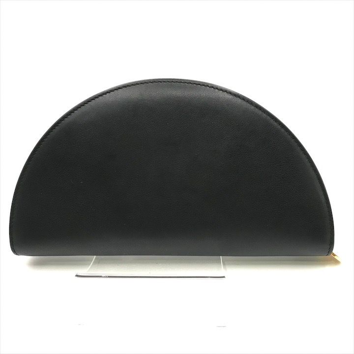 Tiffany & Co Half Moon Leather Wallet Clutch Black