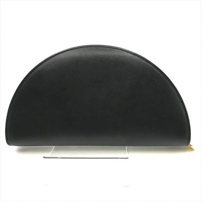 Tiffany & Co Half Moon Leather Wallet Clutch Black