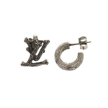 Louis Vuitton Bookle Wood Mp2783 Metal Silver Earrings 0667