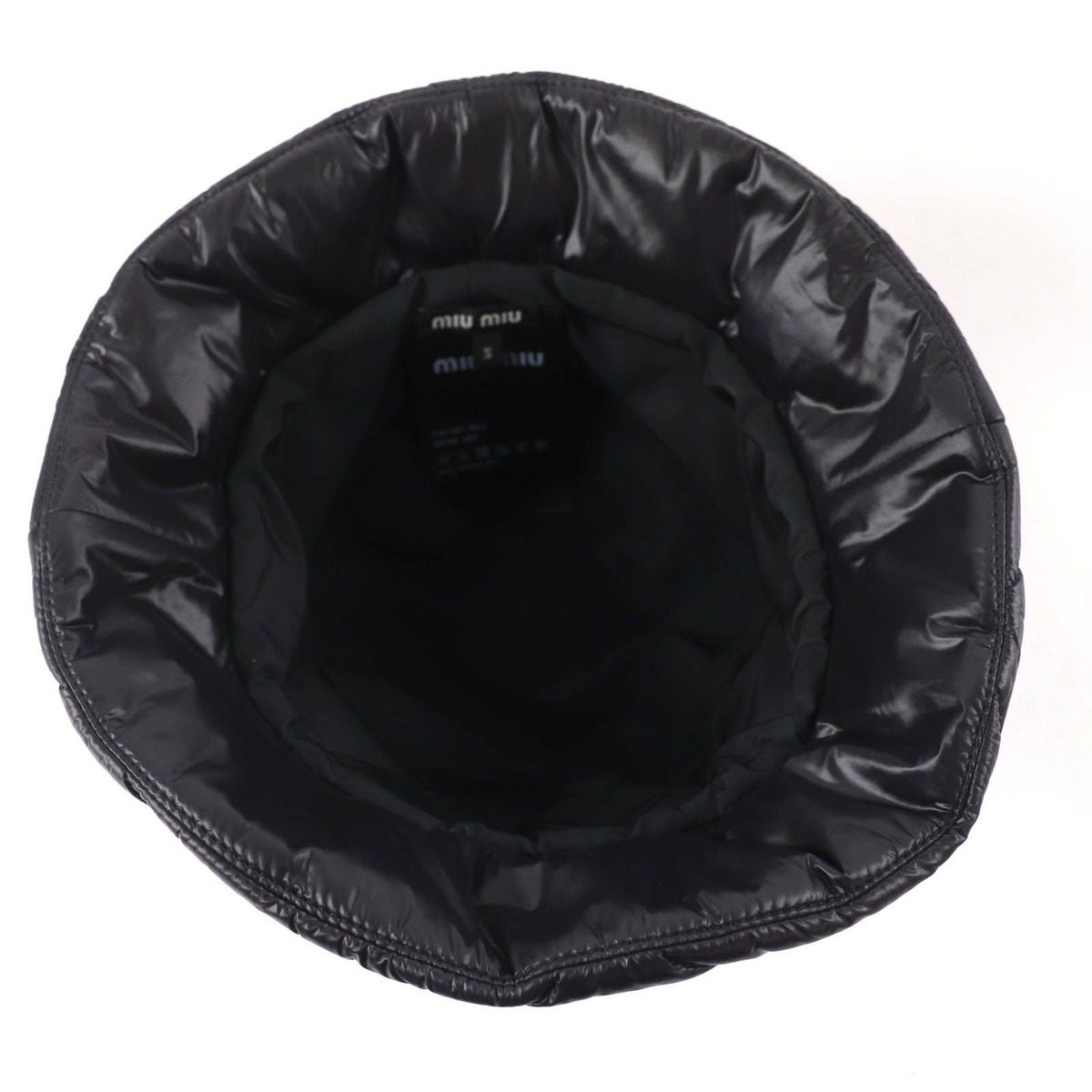 Miu Miu Logo Embroidery Quilted Bucket Hat Dark Brown — view 5