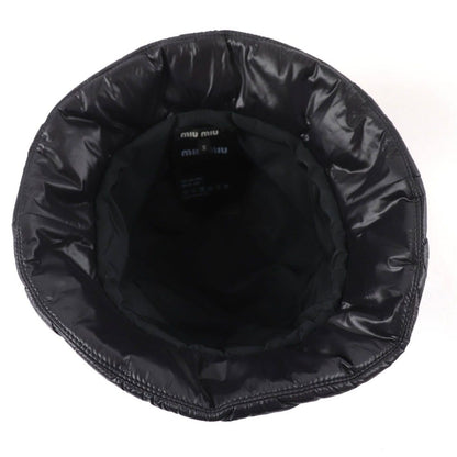Miu Miu Logo Embroidery Quilted Bucket Hat Dark Brown — view 5
