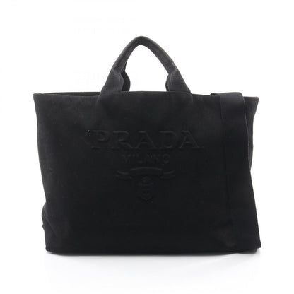 Prada Tote Drill Black Canvas Triangle Logo