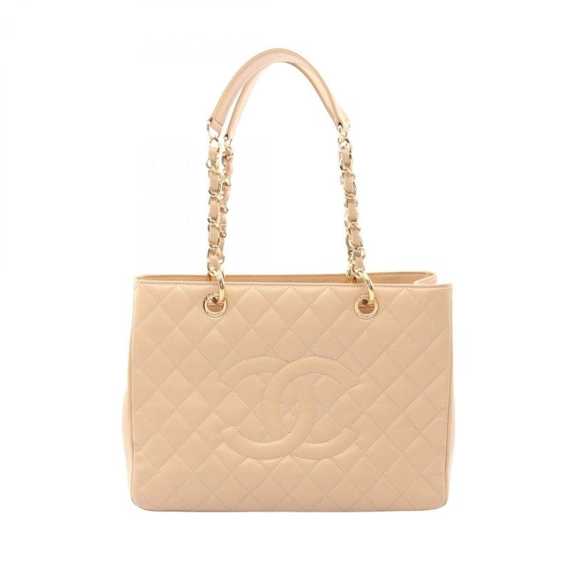 Chanel Tote Bag Quilted Grand Shopping GST Beige Leather Chain