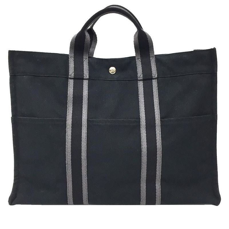 Hermes Fourre Tout MM Tote Bag Men Women Canvas Black