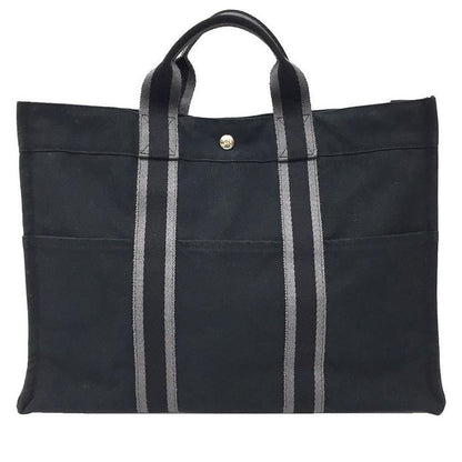 Hermes Fourre Tout MM Tote Bag Men Women Canvas Black