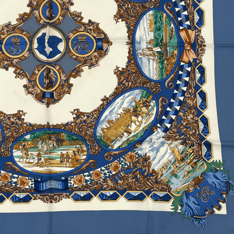 Hermes Carre 90 L'entente Cordiale French-english Alliance Blue X Multicolor