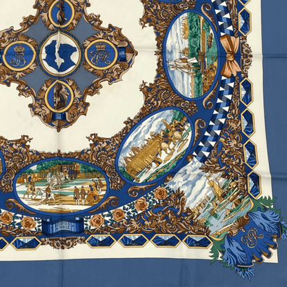 Hermes Carre 90 L'entente Cordiale French-english Alliance Blue X Multicolor