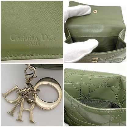 Christian Dior Trifold Wallet Khaki Green Lady Dior