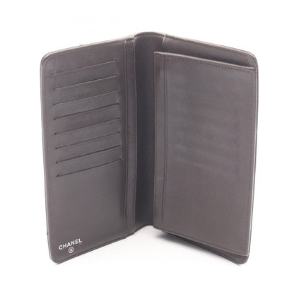 Chanel Bifold Long Wallet Chevron Stitch Dark Brown Leather CC Logo V — view 3