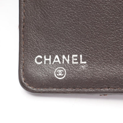 Chanel Bifold Long Wallet Chevron Stitch Dark Brown Leather CC Logo V — view 5