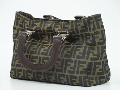 Authentic Fendi Zucca Tote Handbag Canvas Brown 26329 Zucca Bag Pre-owned