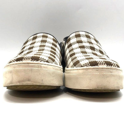 Celine Gingham Check Slip-on 40 Approx 26cm (10.24in) Brown White Checked Shoes