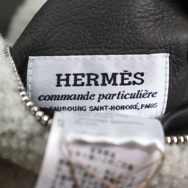 Hermes 053265hatc54 Sheepskin Leather Cowhide H Logo Zip Reversible Double Face
