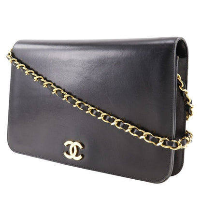 Chanel Chain Shoulder Coco Mark Vintage Calf Black Women's Shoulder Bag