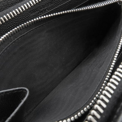 Saint Laurent Long Wallet Round Zipper Long Wallet Grain Leather Black Silver