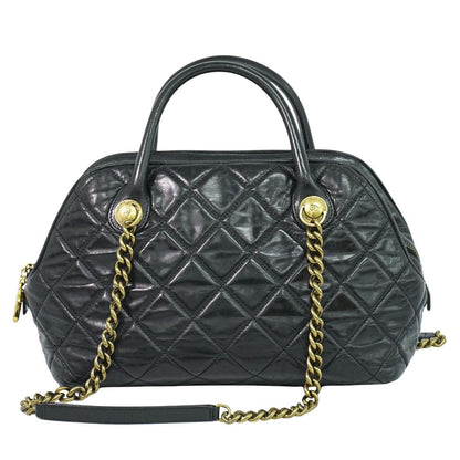 Chanel Quilted 2-Way Bowling Bag Chain Leather
