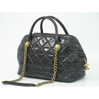Chanel Quilted 2-Way Bowling Bag Chain Leather — view 2