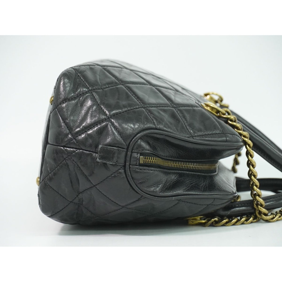 Chanel Quilted 2-Way Bowling Bag Chain Leather — view 4