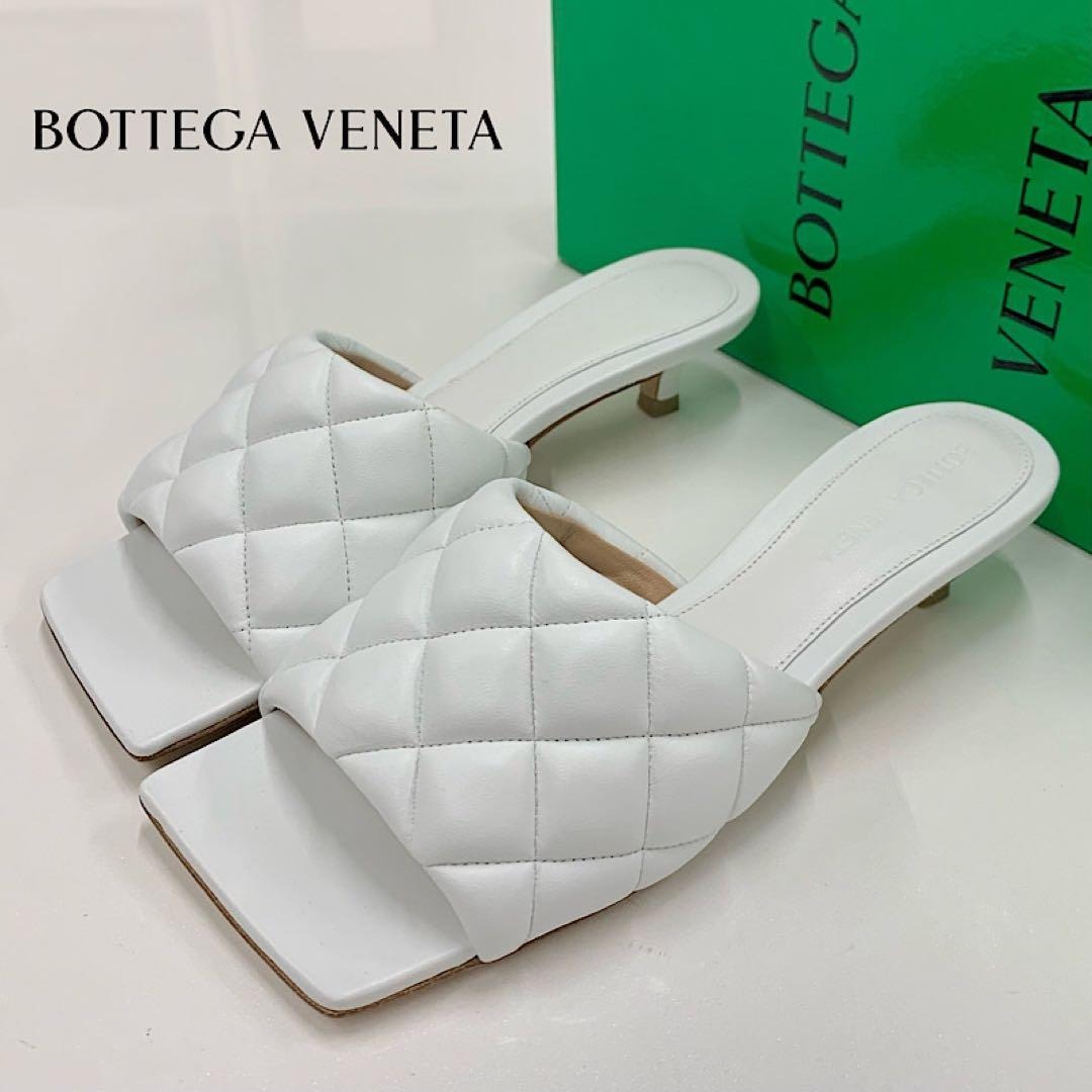 Bottega Veneta Lambskin Quilted Mules White