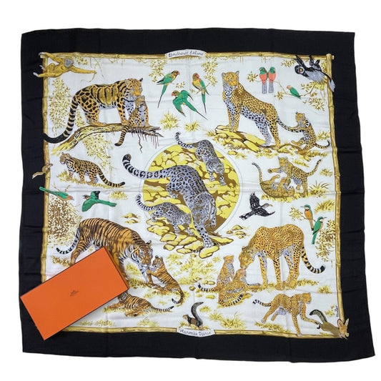 Hermes Carre 140 Large Tendresse Feline Wild Kindness Black