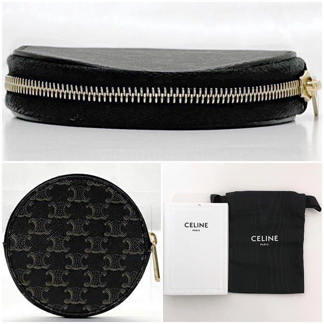 Celine Coin Case Black Triomphe 10d22bq3.38no Excellent Condition