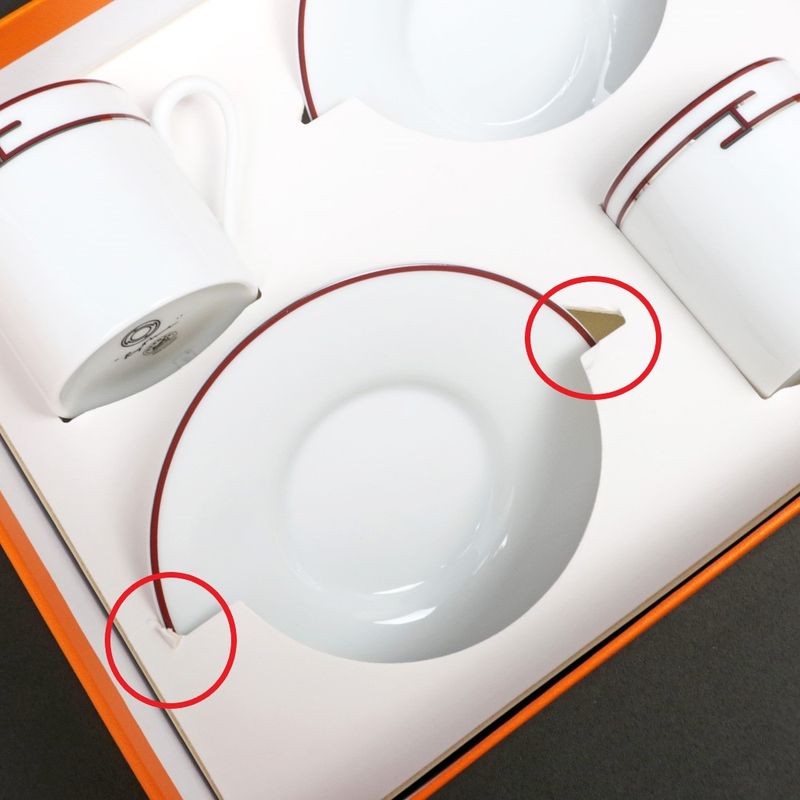 Hermes Rhythm Cup Saucer Set Of 2 White Cles Silver Pottery Accessories