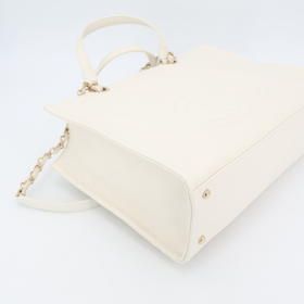 Chanel Small Zip Shop 2WAY White As3129 Ladies Tote Bag