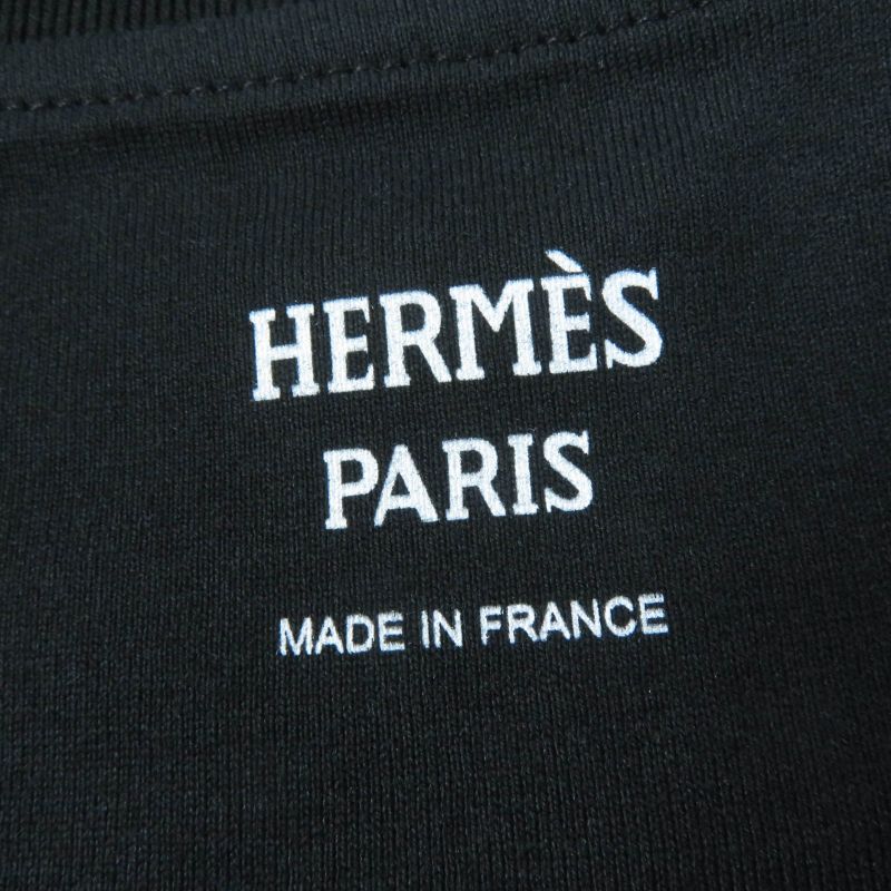 Hermes 2024ss 4h4642da 100% Cotton Short Sleeve T-shirt Black 34 Made In France