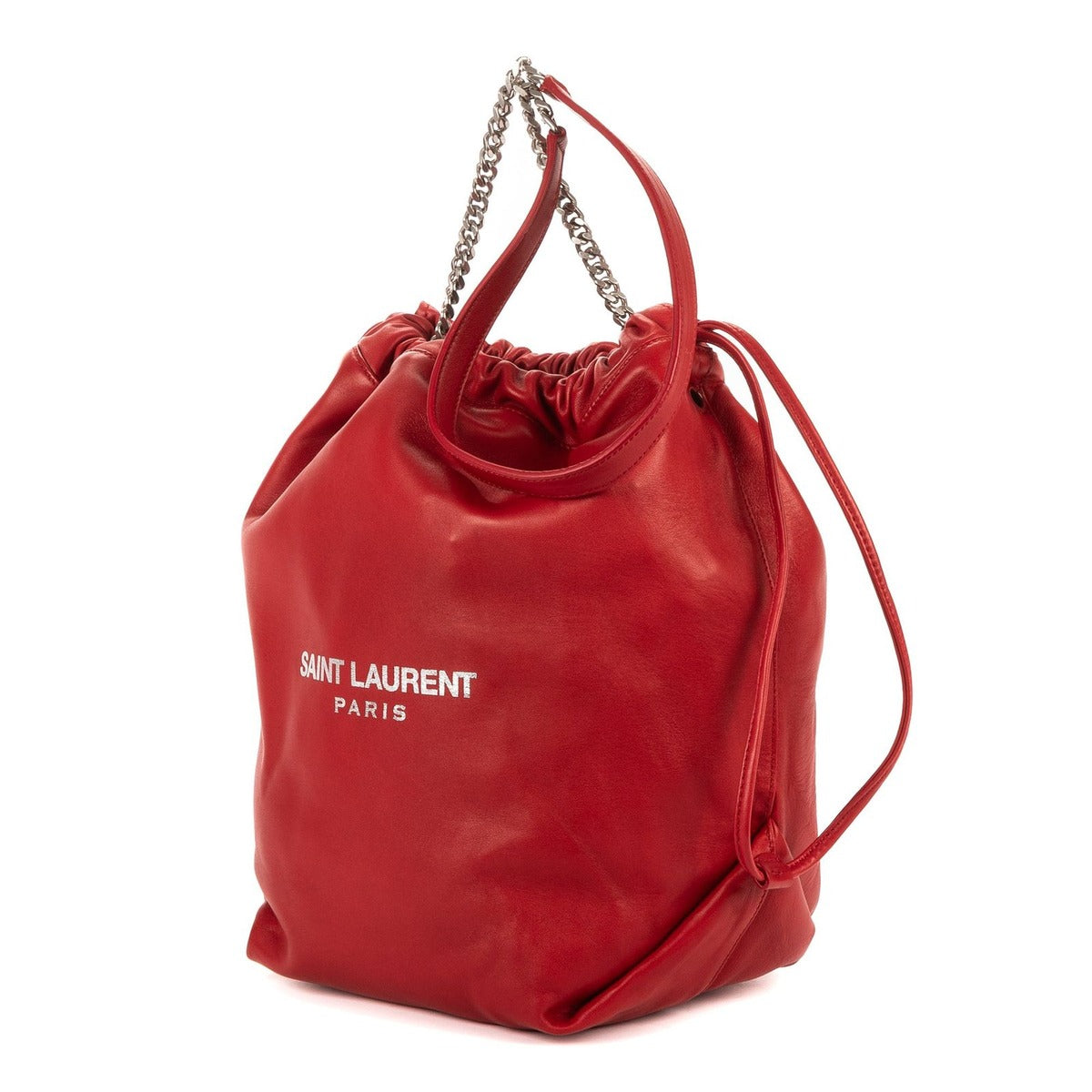 Saint Laurent Yves Teddy Bucket Red Smooth Leather — view 2