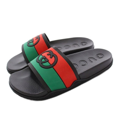 Gucci Sherry Line Interlocking G Sandals Slippers 8 Black KH