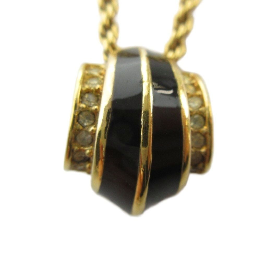 Dior Necklace Pendant Line Stone Logo Gold