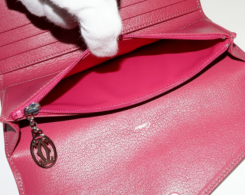 Cartier Long Zipper Folding Wallet With Coin Purse Pink Calf Leather L3001352