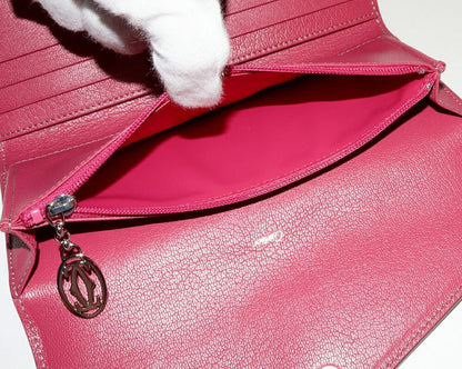 Cartier Long Zipper Folding Wallet With Coin Purse Pink Calf Leather L3001352