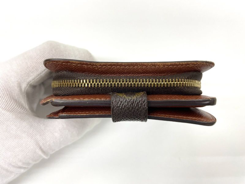 Louis Vuitton Monogram Compact Zip Fold Wallet M61667 Brown Made In France