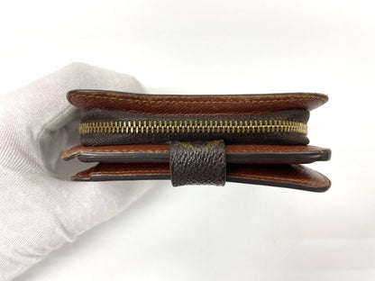 Louis Vuitton Monogram Compact Zip Fold Wallet M61667 Brown Made In France