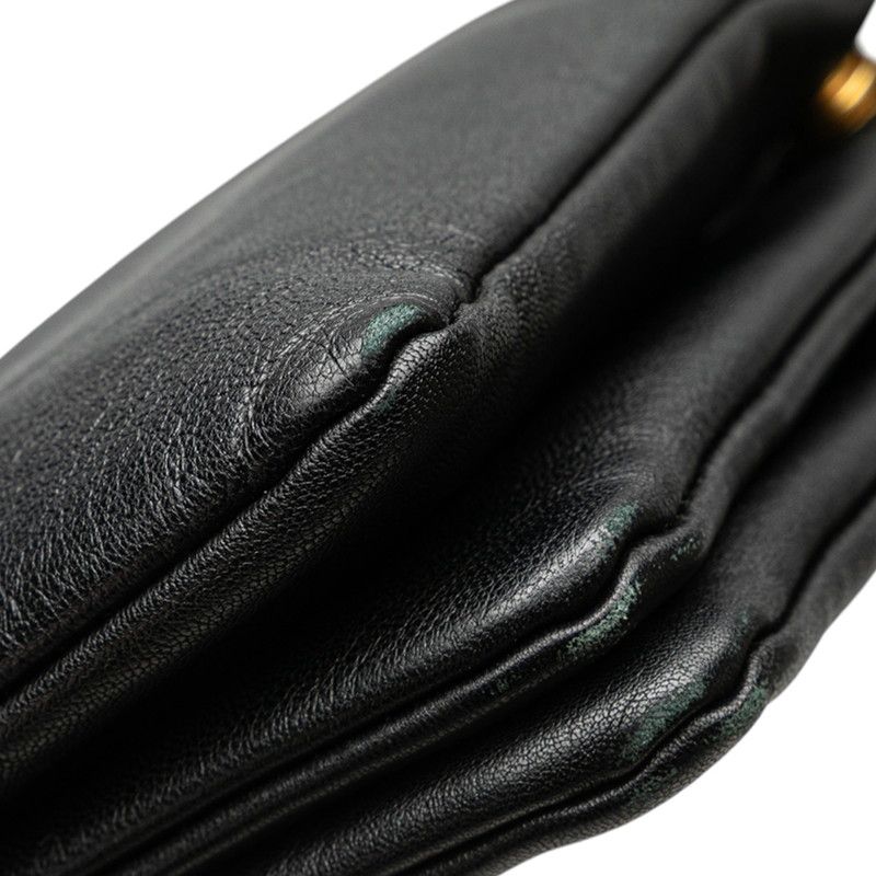 Celine Trio Large Crossbody Shoulder Bag Black Gold Hardware Leather Women's