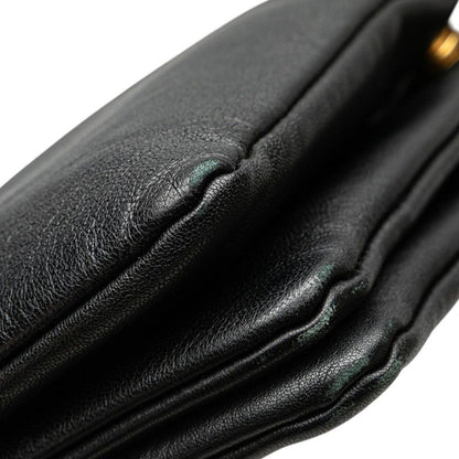 Celine Trio Large Crossbody Shoulder Bag Black Gold Hardware Leather Women's