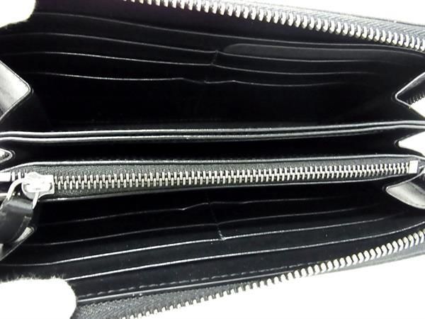 Bvlgari Leather Round Zipper Long Wallet Men Ladies Black Ax3764