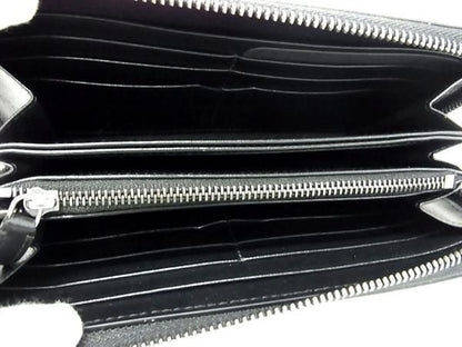 Bvlgari Leather Round Zipper Long Wallet Men Ladies Black Ax3764