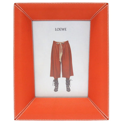 Loewe Picture Frame Photo Wood Leather Orange Glass 0049