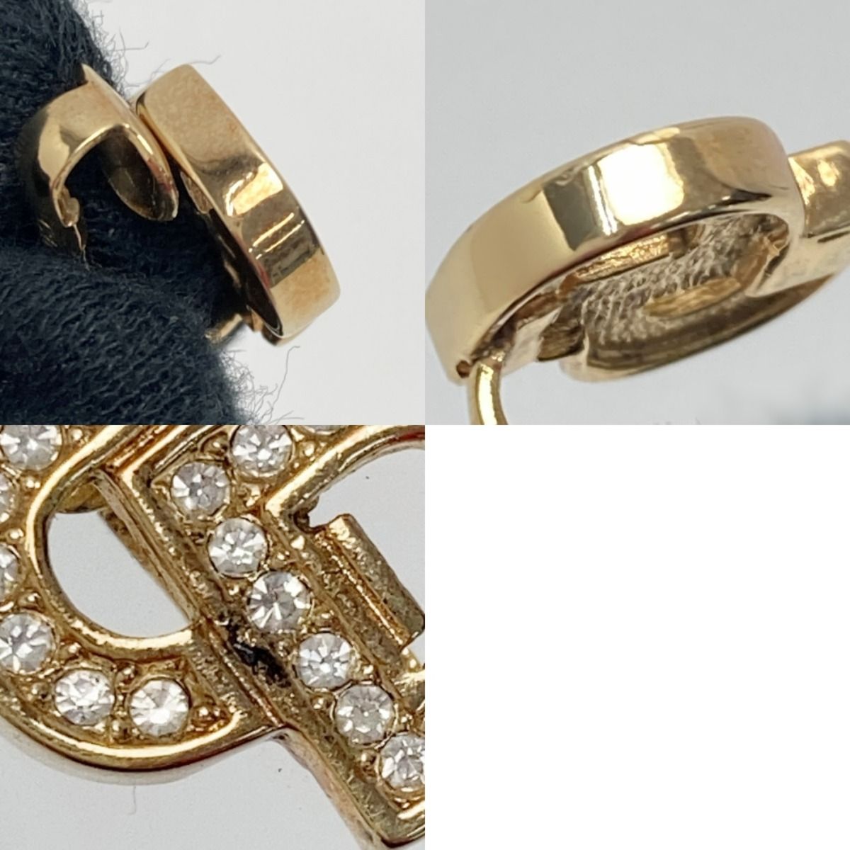 Christian Dior Christian Dior CD Logo Rhinestone Earring Gold GP Vintage