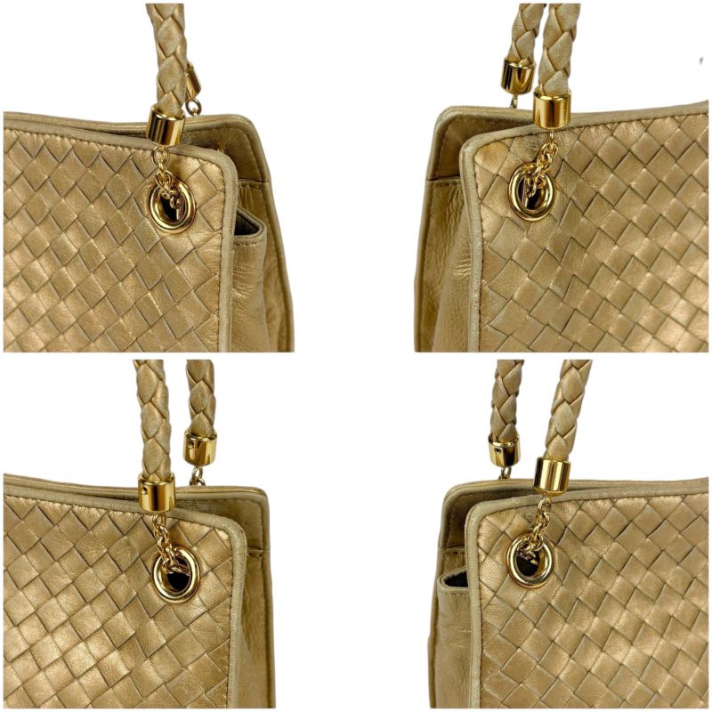 Bottega Veneta Shoulder Bag Shoulder Bag Gold Intrecciato Leather Semi Shoulder
