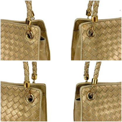 Bottega Veneta Shoulder Bag Shoulder Bag Gold Intrecciato Leather Semi Shoulder