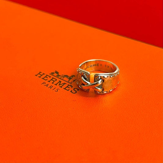 Hermes Mexico Ring Corset Motif Silver 925 No 10 Accessory 92784