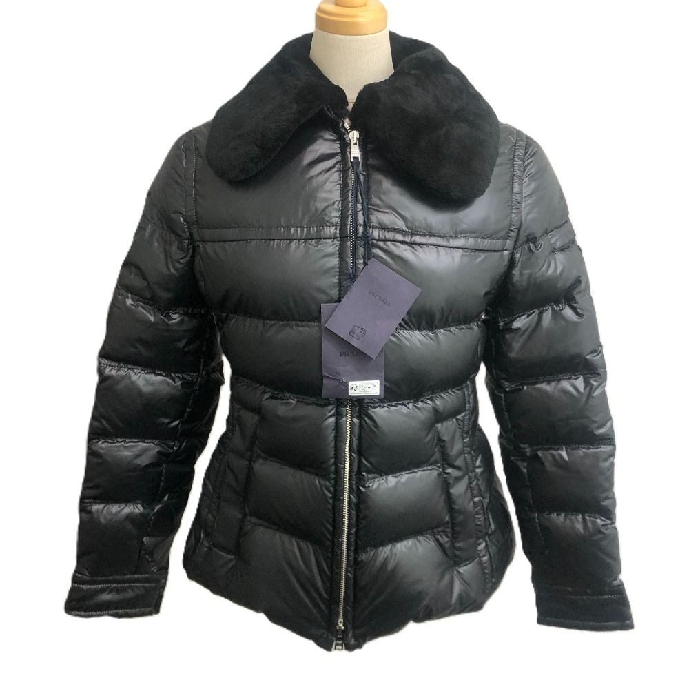 Prada Down Jacket Triangle Plate Nylon Black