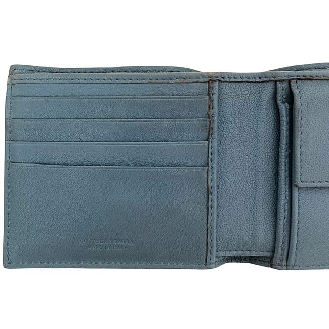 Bottega Veneta Fold Wallet Blue Intrecciato Fold Wallet Leather