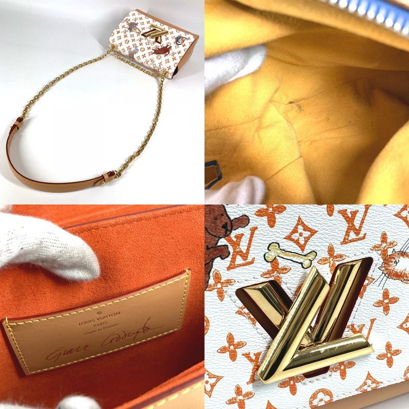 Louis Vuitton Shoulder Bag Sac Twist MM M44460 Monogram Canvas Bronze White